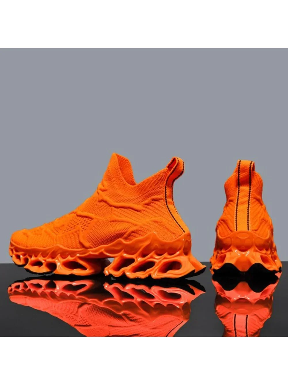 🆕Men's Orange Slip on Loafers Walking Tennis Shoes Running Blade Sneakers